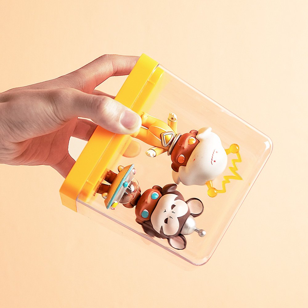 Transparent small box flip top storage display box for figures model protect box