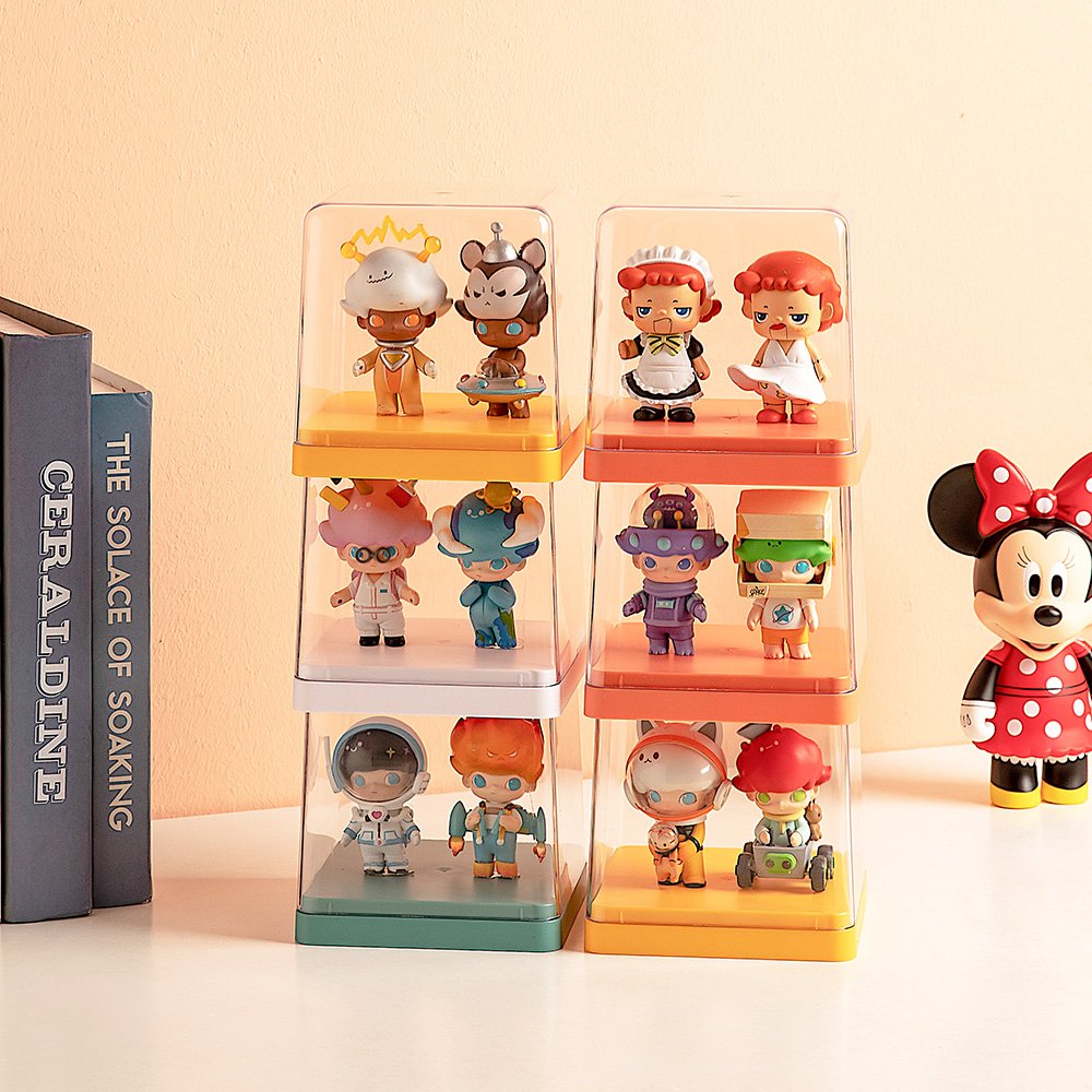 Transparent small box flip top storage display box for figures model protect box
