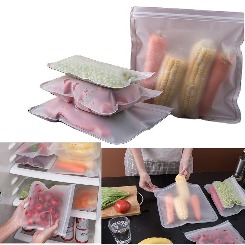 Food Storage Bags BPA FREE Freezer Bags EXTRA Thick Leakproof Lunch Plastic - 4 Size Food Container PE Multifunctional Bulk