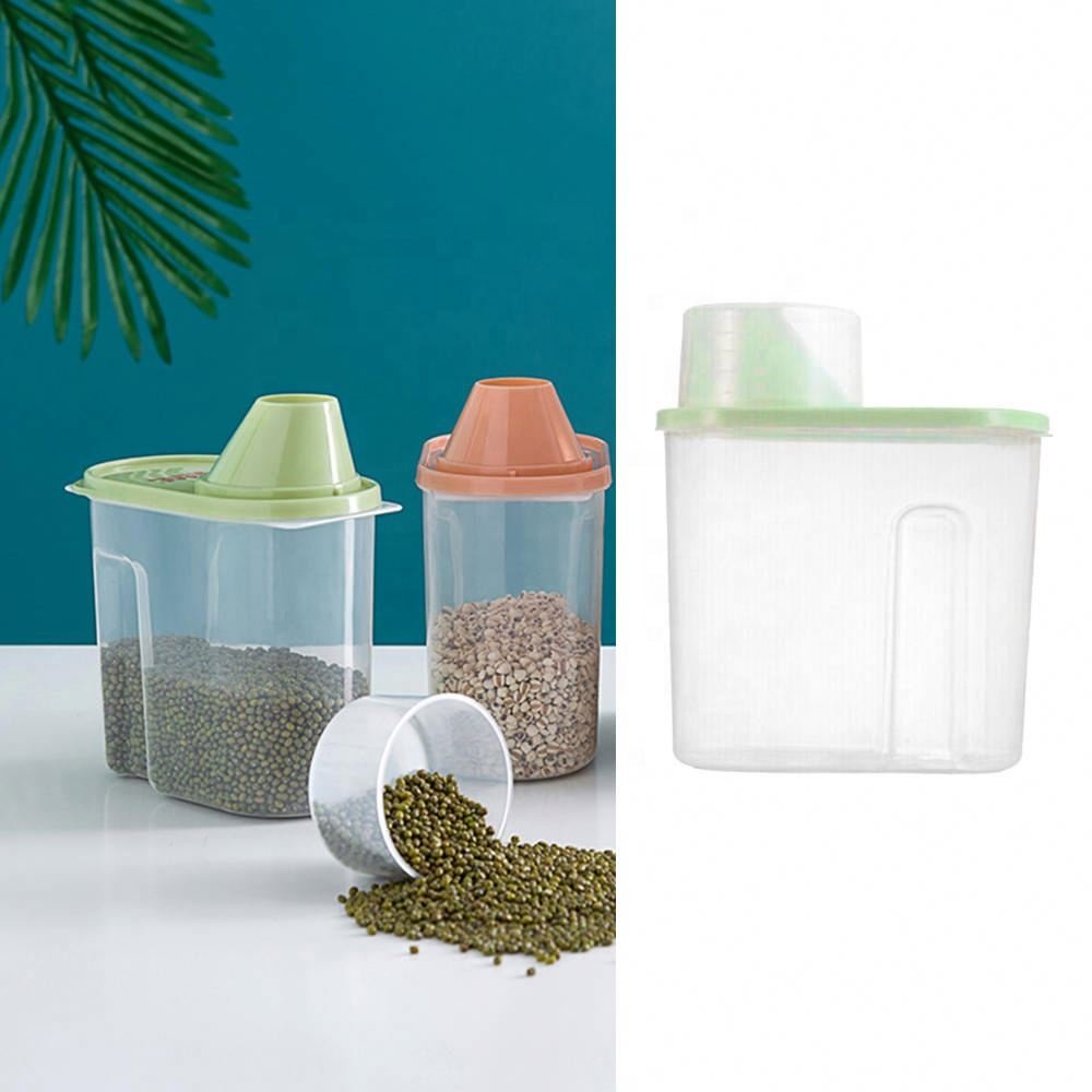 Food Storage Bottles Plastic Clear Dry Food Container with Pour Lids Kitchen Durable Cereal Dispenser Rice Beans Storage Jars
