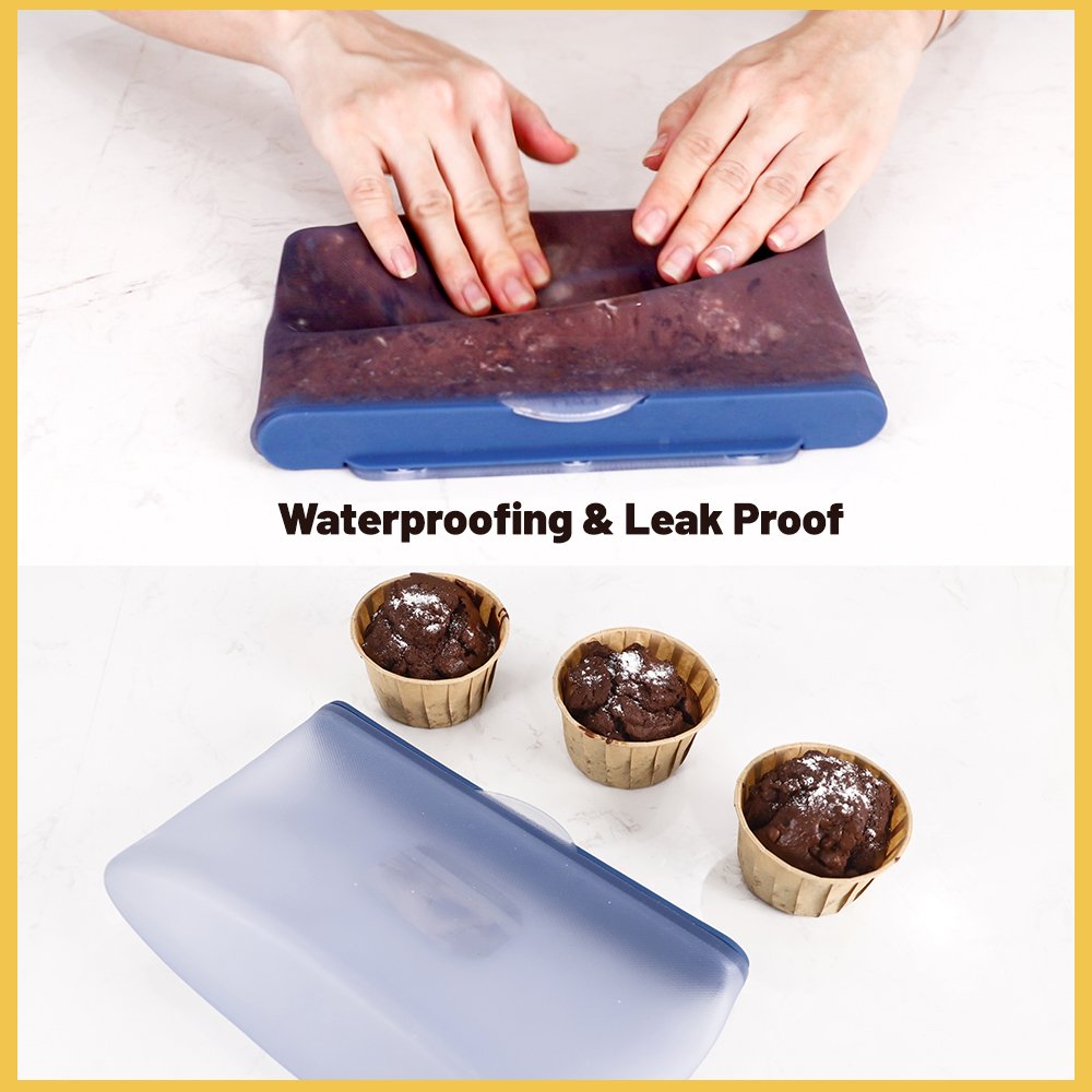 Eco-friendly leakproof microwaveable Roasting Defrosting 750ml 1500ml stand up pouch silicone reusable food storage cooking bags