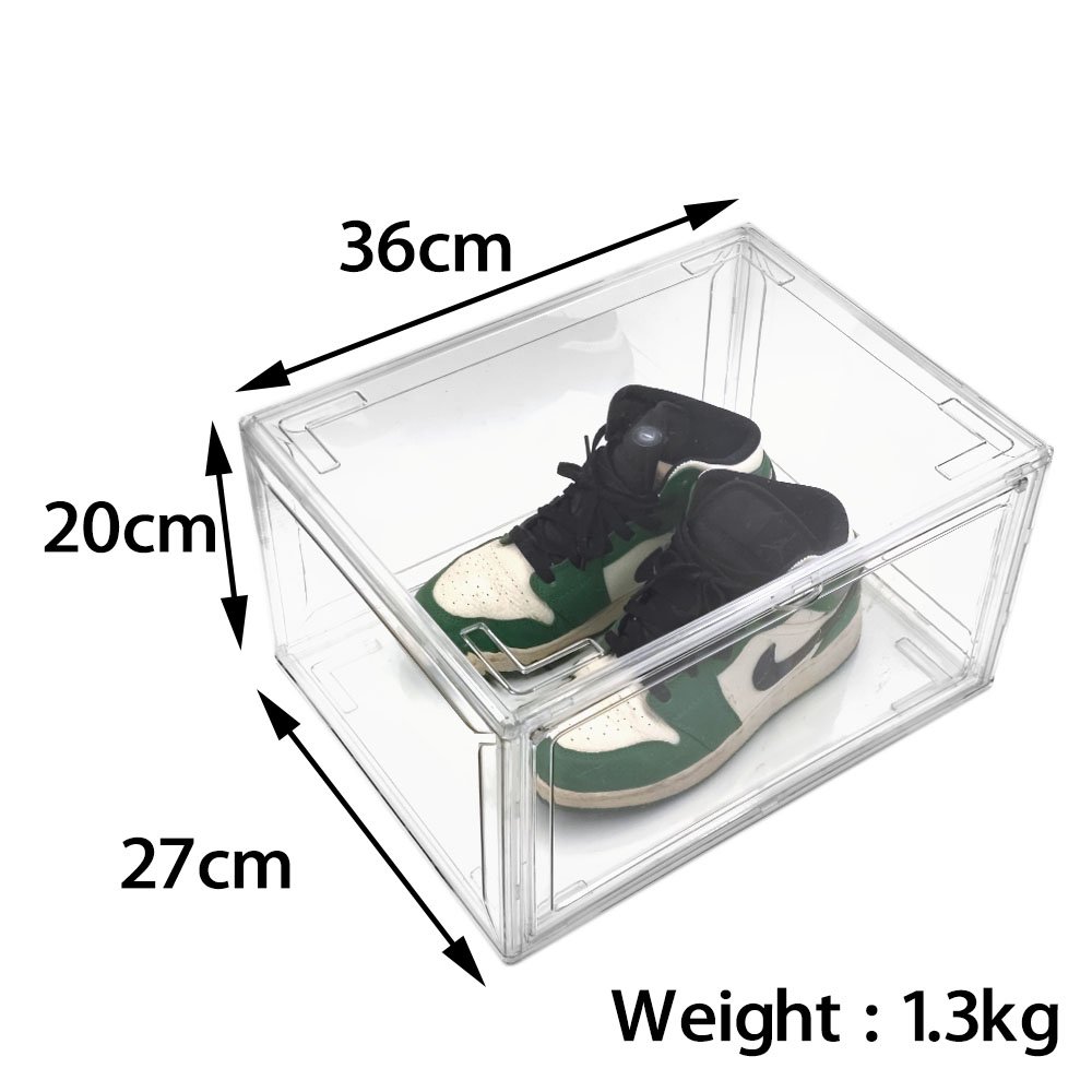 Customized Plastic Sneaker Stackable Shoe Storage Boxes Drop Front Acrylic Drawer Type Magnetic Clear Shoe Box