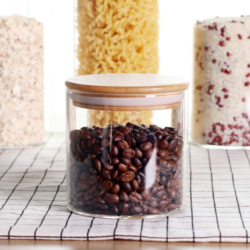 200ml 260ml 300ml 400ml Round Shape Small Capacity Airtight Clear Glass Home Kitchen Dry Food Storage Containers set