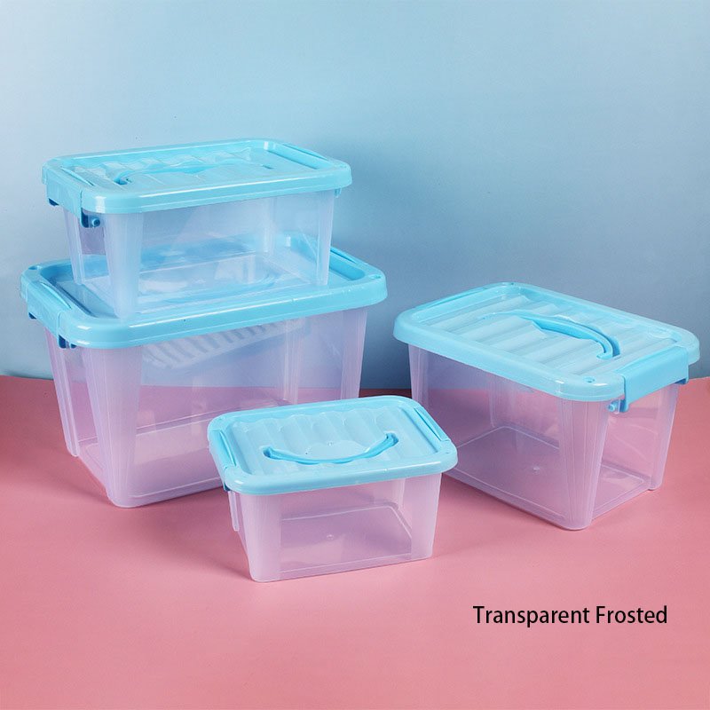 Transparent Plastic Box with Handle Buckle Box Daily necessities Storage Bin Toy Organizer Food Storage Box