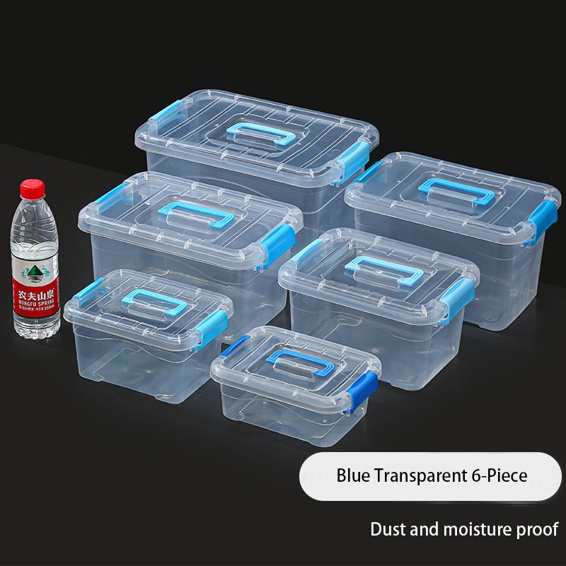Transparent Plastic Box with Handle Buckle Box Daily necessities Storage Bin Toy Organizer Food Storage Box