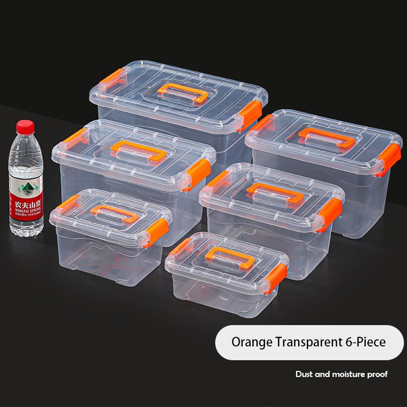 Transparent Plastic Box with Handle Buckle Box Daily necessities Storage Bin Toy Organizer Food Storage Box