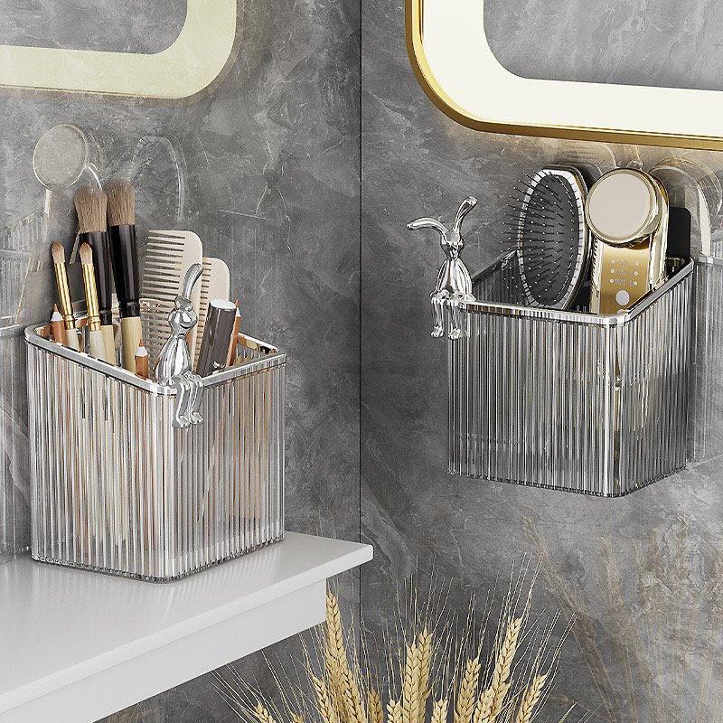 Bathroom Wall Storage Rack without Punching Makeup Storage Box Suction Cup Mounted Washbasin Wall Storage Organizer