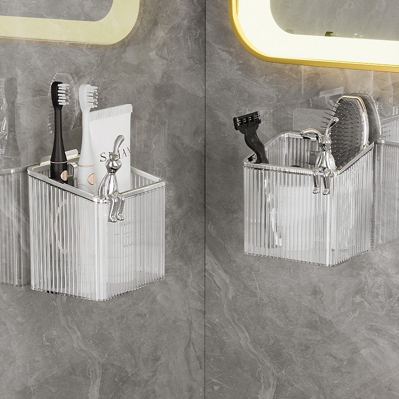 Bathroom Wall Storage Rack without Punching Makeup Storage Box Suction Cup Mounted Washbasin Wall Storage Organizer
