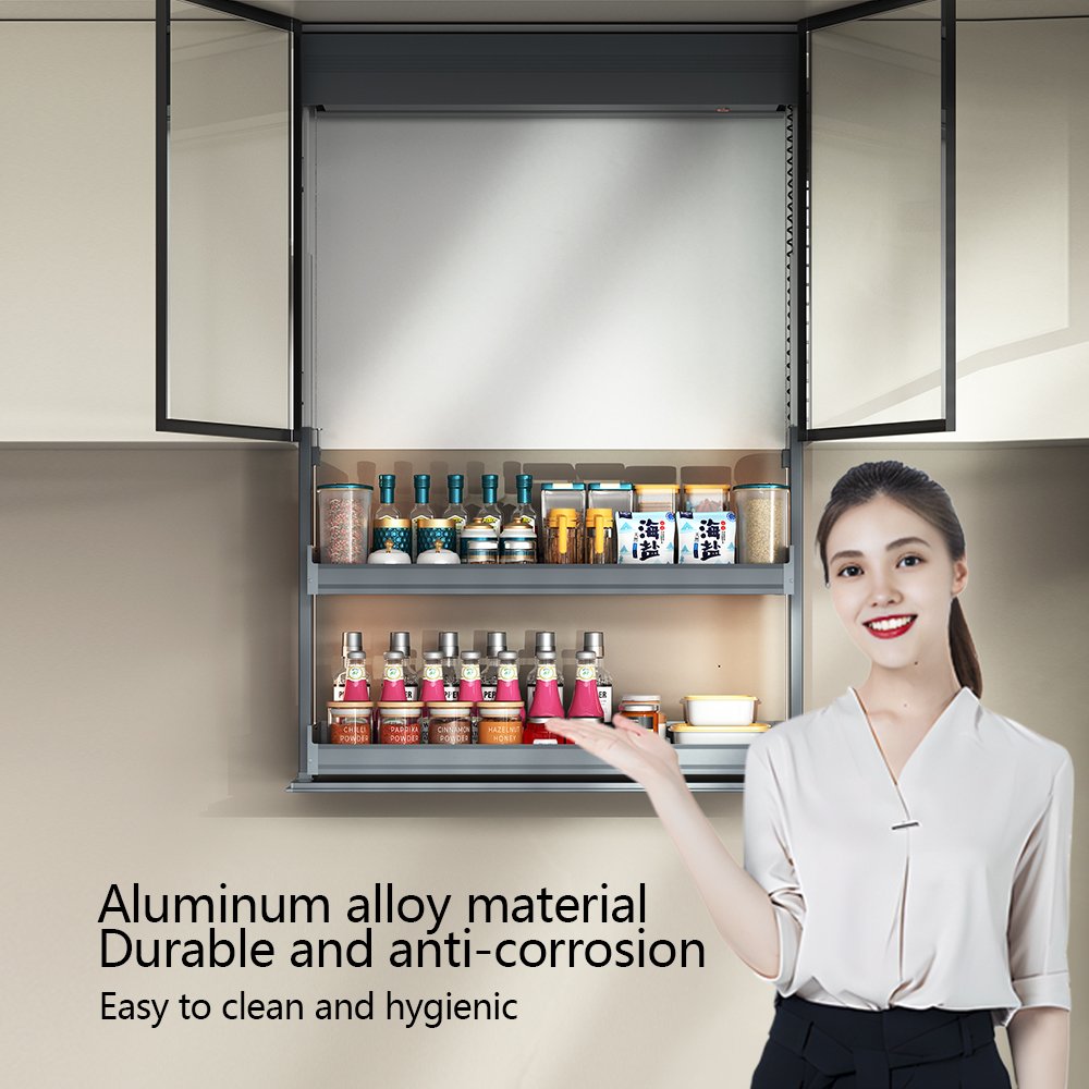 Factory Wholesale Voice Control Kitchen Cabinet Electric Lift Storage Basket Lift Up Cabinet