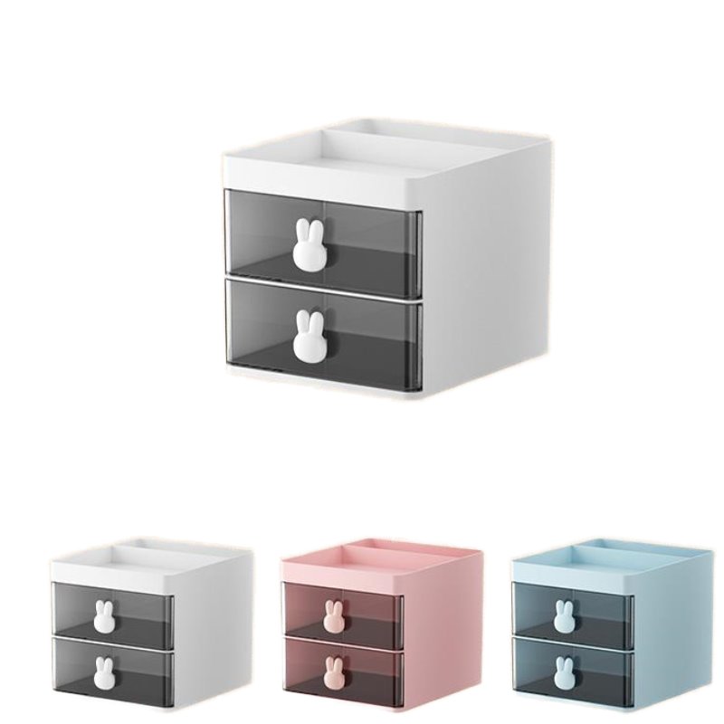 Transparent Plastic Desktop Storage Box Drawer Pen Holder Bathroom Makeup Brush Jewelry Student Office Goods-No Reviews