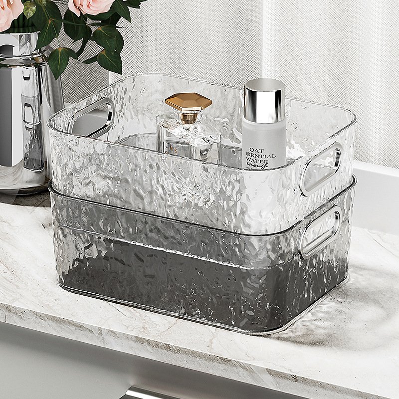 Glacial streak Large opening Stackable Plastic Storage Box for Home