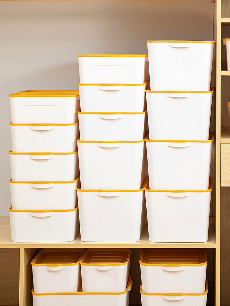 Household Large Capacity Storage Bin with Cover Strong Durable Plastic Storage Box Sundries Storage Container Organizer