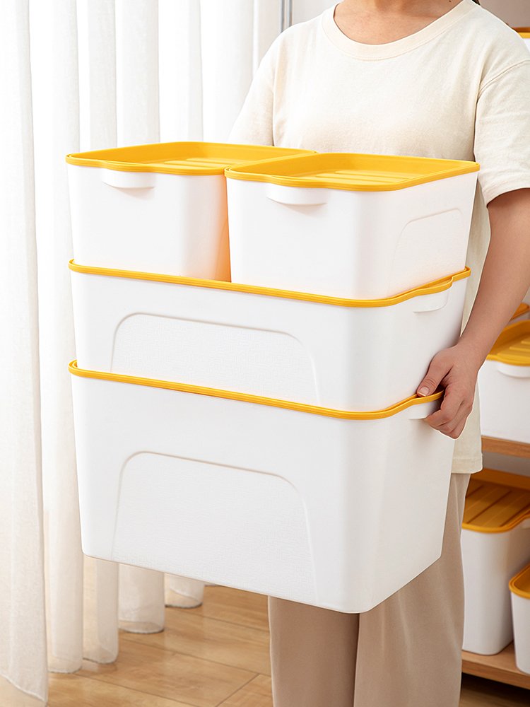 Household Large Capacity Storage Bin with Cover Strong Durable Plastic Storage Box Sundries Storage Container Organizer
