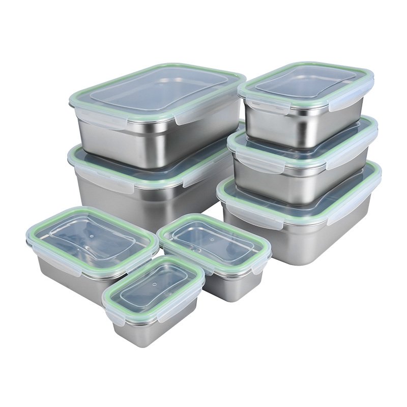 Take out Container Food Box Stainless Steel Rectangular Airtight Food Storage Container with Stackable Size