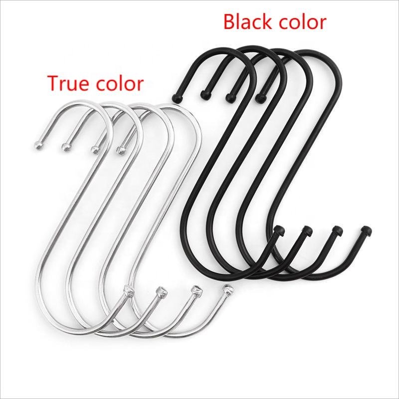 Kitchen Accessories 3 inch Space Black S Type Hooks metal stainless hook