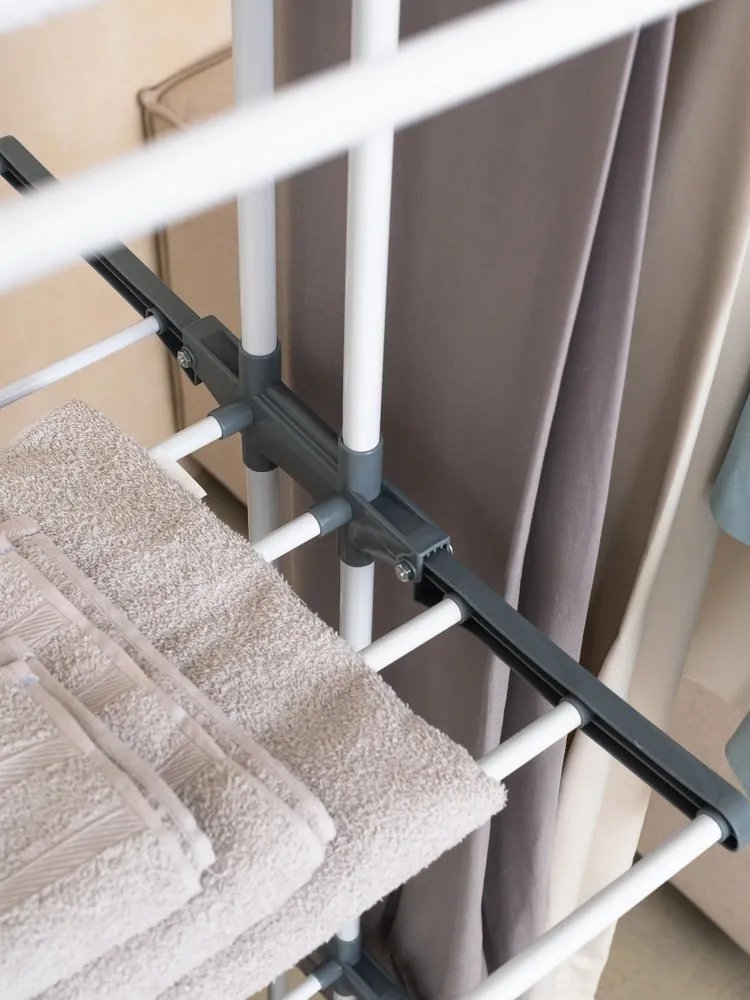 Multifunctional Stainless Steel Three Rail Collapsible Laundry Dryer Hanger Stand Cloth Storage On Wheels