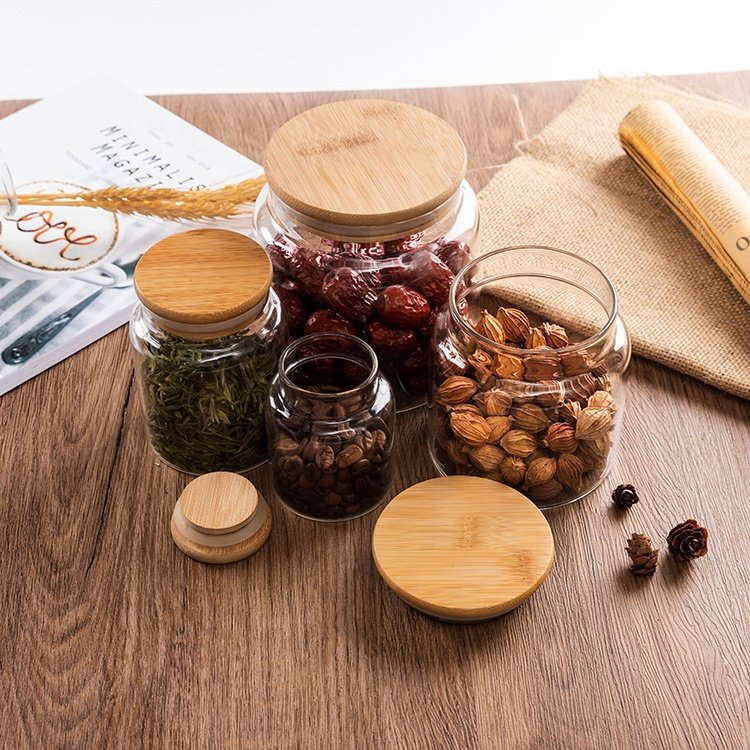 Hot Sale In Stock Glass Jar Containers Handmade Glass Food Storage Storage Kitchen Wholesale Glass Jar Containers