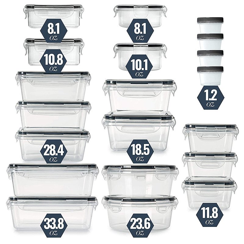 24 Pcs BPA Free Clear Plastic Kitchen and Pantry Organization Meal Prep Lunch Airtight Lids Food Storage Container Set