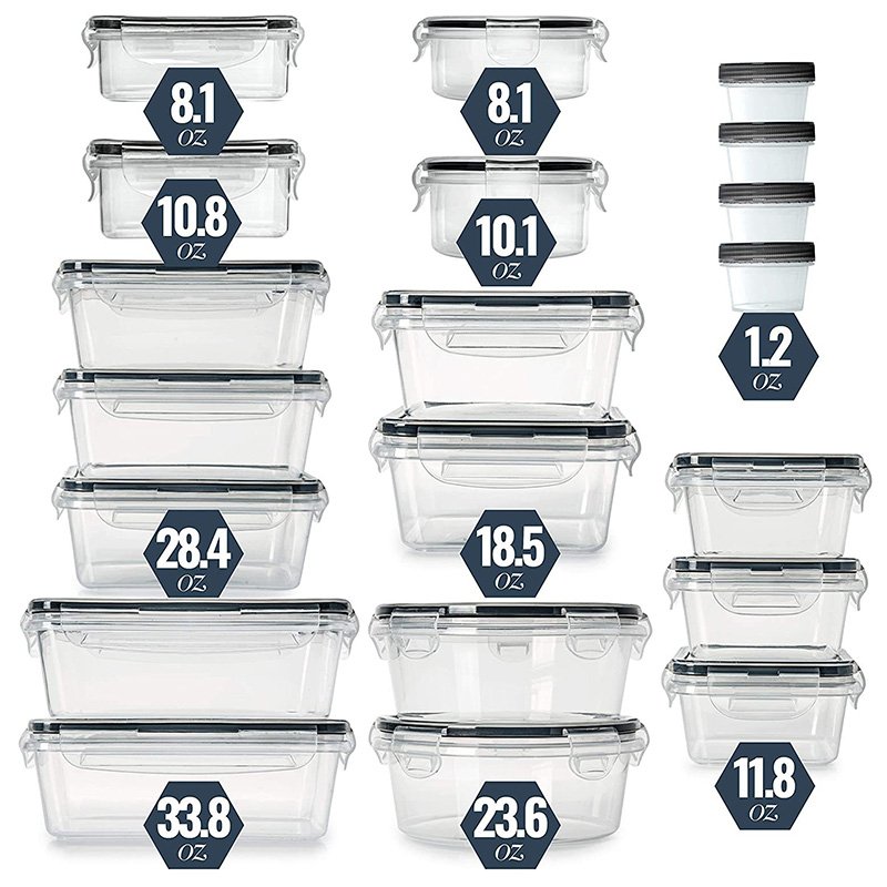 24 Pcs BPA Free Clear Plastic Kitchen and Pantry Organization Meal Prep Lunch Airtight Lids Food Storage Container Set