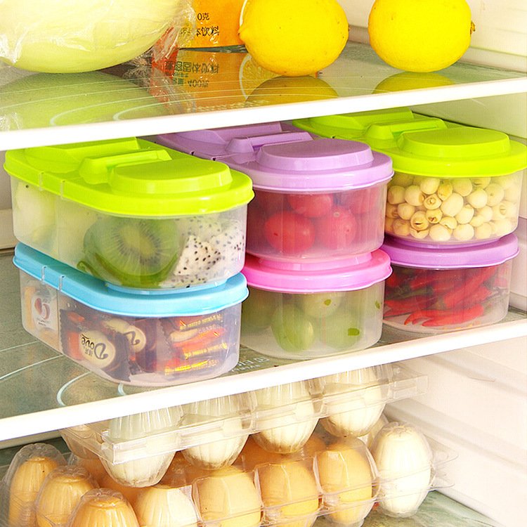 Multifunctional Kitchen Refrigerator Plastic Storage Storage Box Double Compartment Food Grains Airtight Jar