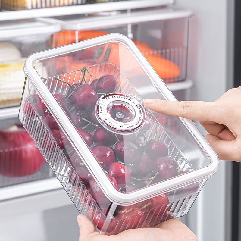 Plastic Refrigerator Food Container Transparent Clear PET Kitchen Storage Fresh-keeping storage box With Lid Fridge Organizer