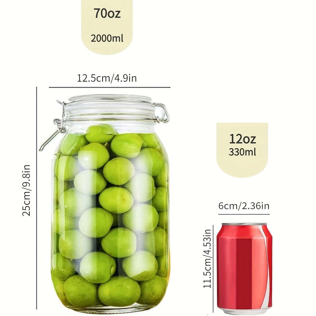 YOLOME HOME 1pcs/70 oz Glass Food Storage Jar Set Kitchen Storage with Sealing Clamp Lid for Cereal Coffee Pasta Cans