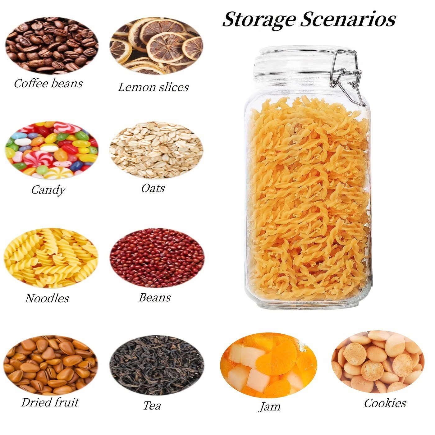 YOLOME HOME 1pcs/70 oz Glass Food Storage Jar Set Kitchen Storage with Sealing Clamp Lid for Cereal Coffee Pasta Cans
