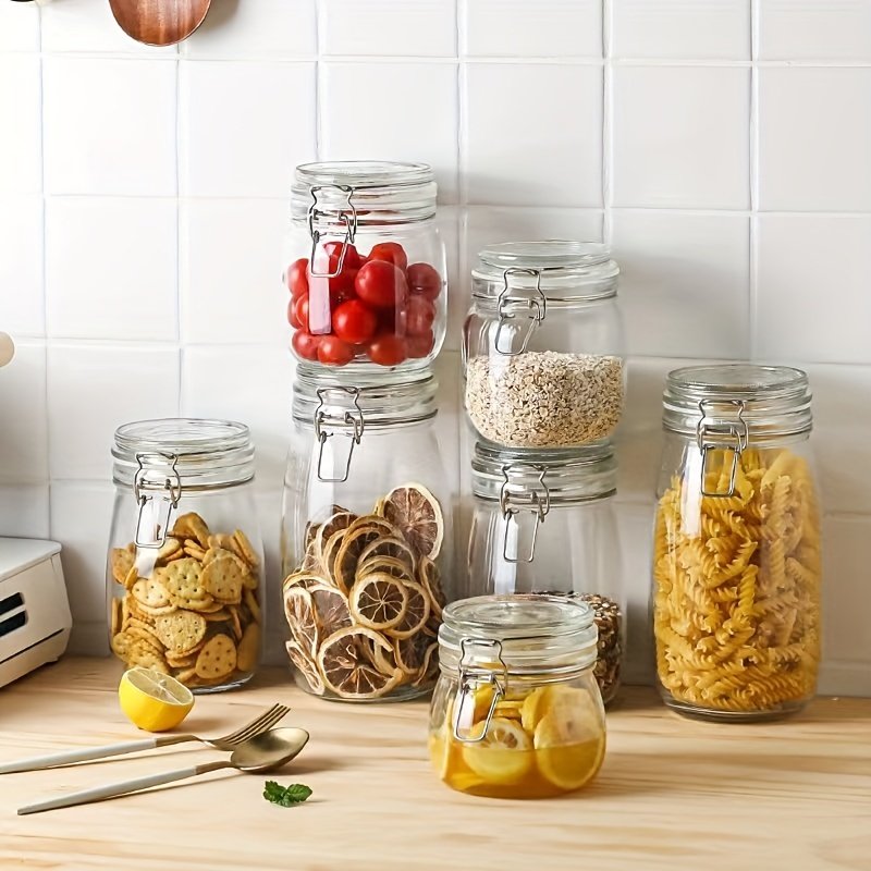 YOLOME HOME 1pcs/70 oz Glass Food Storage Jar Set Kitchen Storage with Sealing Clamp Lid for Cereal Coffee Pasta Cans