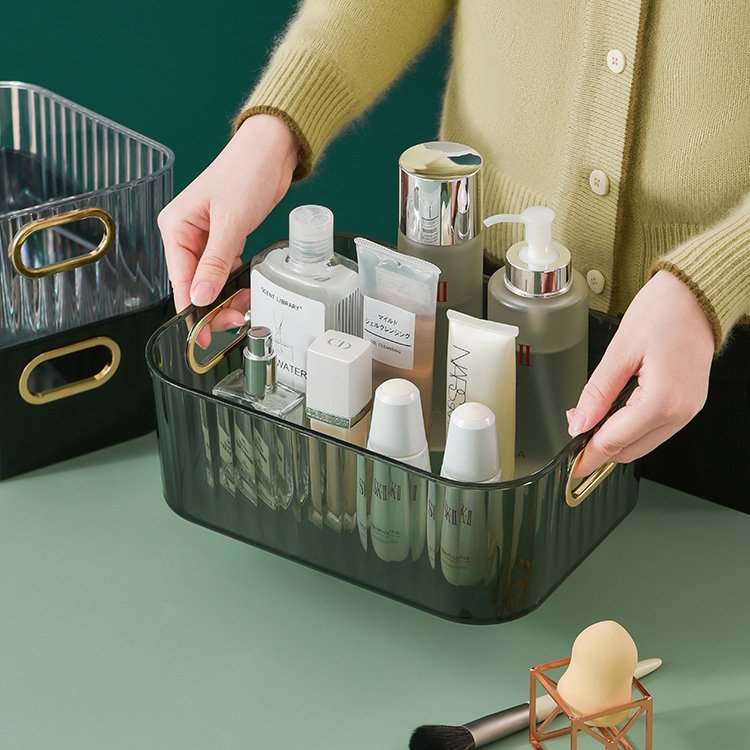 Rectangular bedside table top storage box plastic cosmetic storage box high value cosmetic storage box