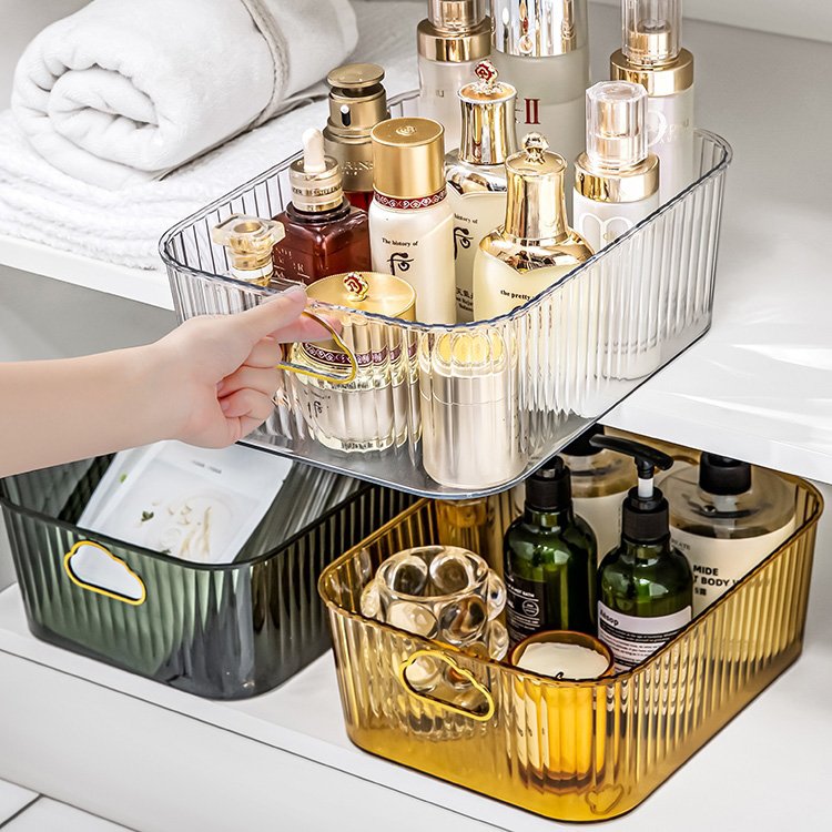 Rectangular bedside table top storage box plastic cosmetic storage box high value cosmetic storage box