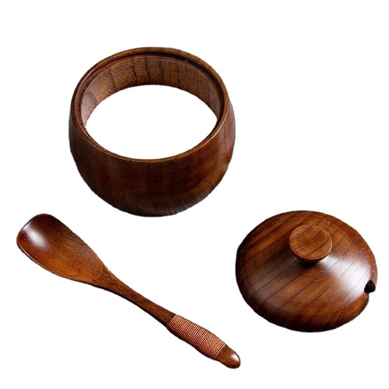 Kitchen Wooden Spice Box Wooden Jar Wooden Storage Box Herbs and Spices Tools Kitchen Accessories