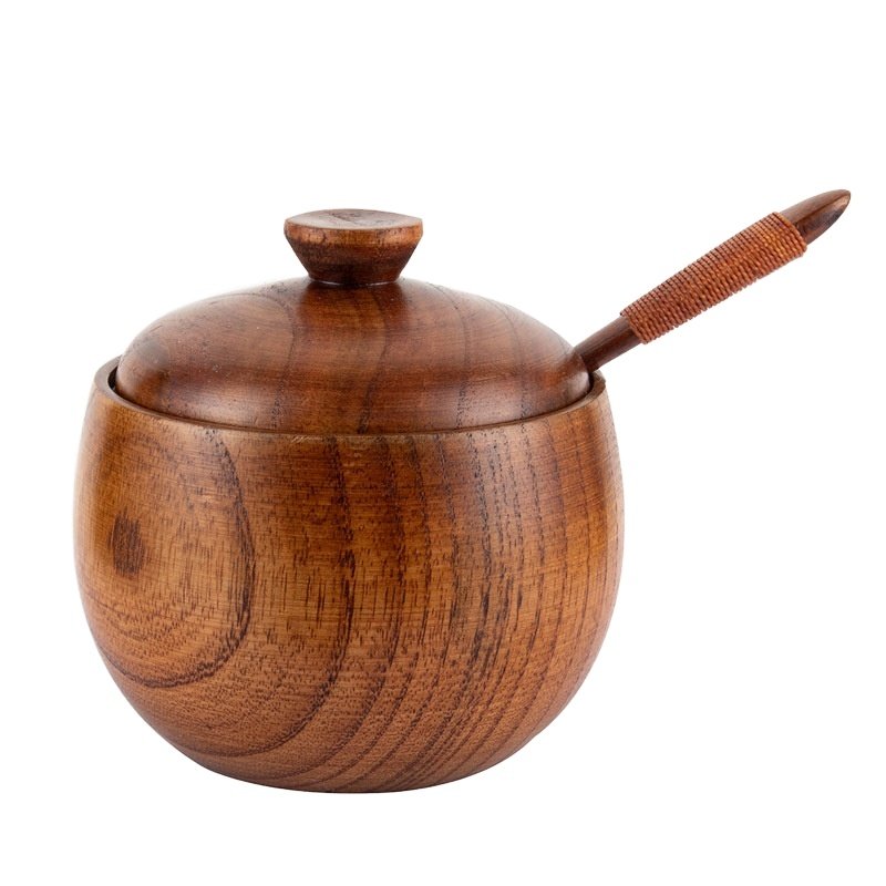 Kitchen Wooden Spice Box Wooden Jar Wooden Storage Box Herbs and Spices Tools Kitchen Accessories