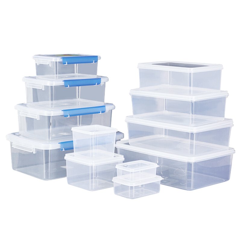 High Quality Airtight Bulk Transparent Plastic Food Storage Container Fresh keeper Box Set With Lids