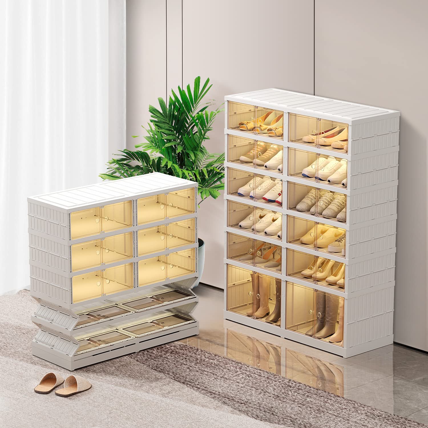 Large Capacity 9 Tier Shoe Rack plastic Boots Storage Shoe Organizer Household Family Use Shoe Tower Unit Shelf