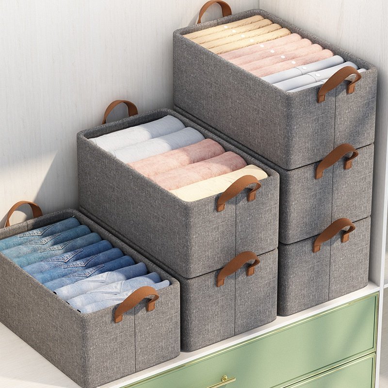 Portable Wardrobe Clothes Storage Bin Folding Oxford Cloth Storage Box with Steel Frame