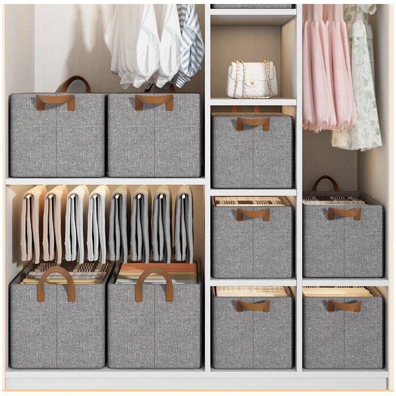 Portable Wardrobe Clothes Storage Bin Folding Oxford Cloth Storage Box with Steel Frame