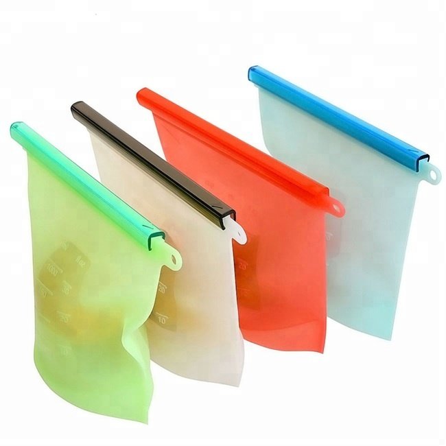 Custom Bpa Free Leakproof Fresh Ziplock Food Grade Seal Fruits Vegetables Meat Preservation Reusable silicone food storage bag