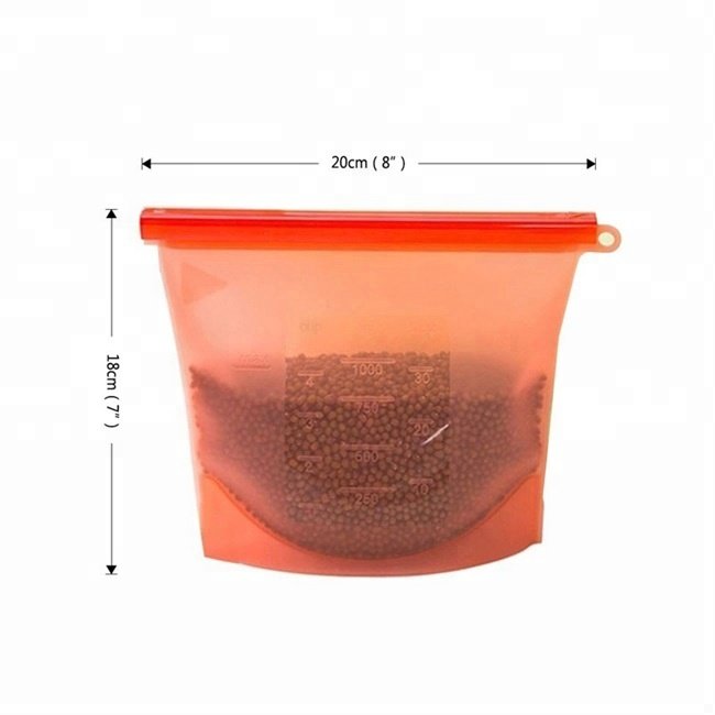 Custom Bpa Free Leakproof Fresh Ziplock Food Grade Seal Fruits Vegetables Meat Preservation Reusable silicone food storage bag