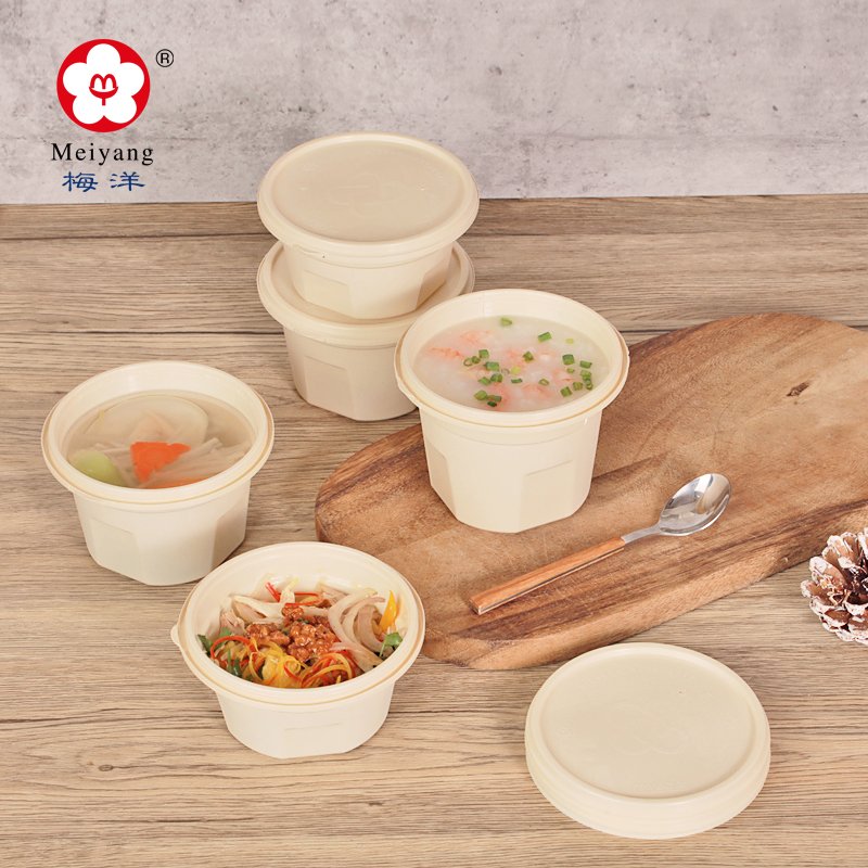 Eco Friendly round Restaurant biodegradable PP Plastic Takeaway food storage Containers soup cup bowl