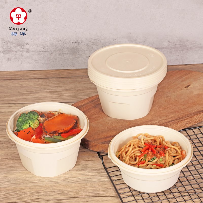 Eco Friendly round Restaurant biodegradable PP Plastic Takeaway food storage Containers soup cup bowl