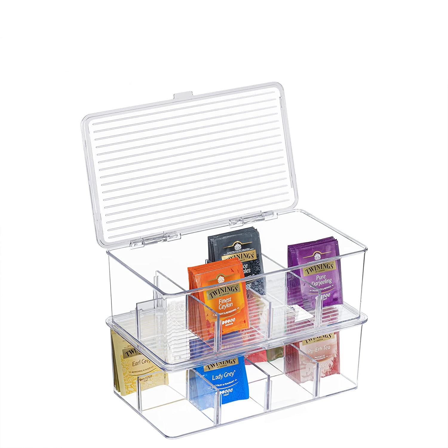 8 Grid Acrylic Dustproof Desktop Tea Bag Storage Box With Cover