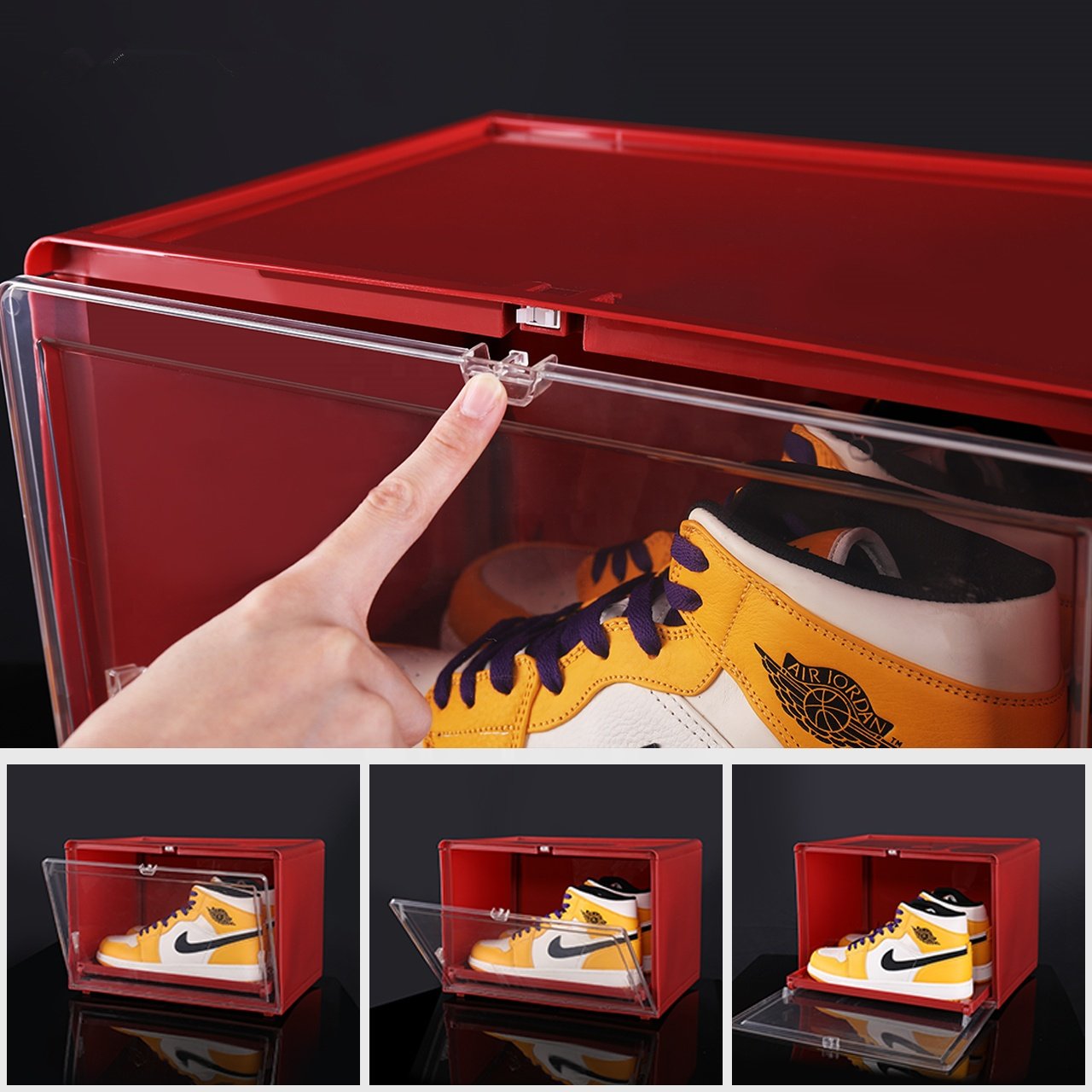 Haixin Shoes Sneaker Storage Box Plastic Foldable Shoe Box Clear Storage Shoe Container
