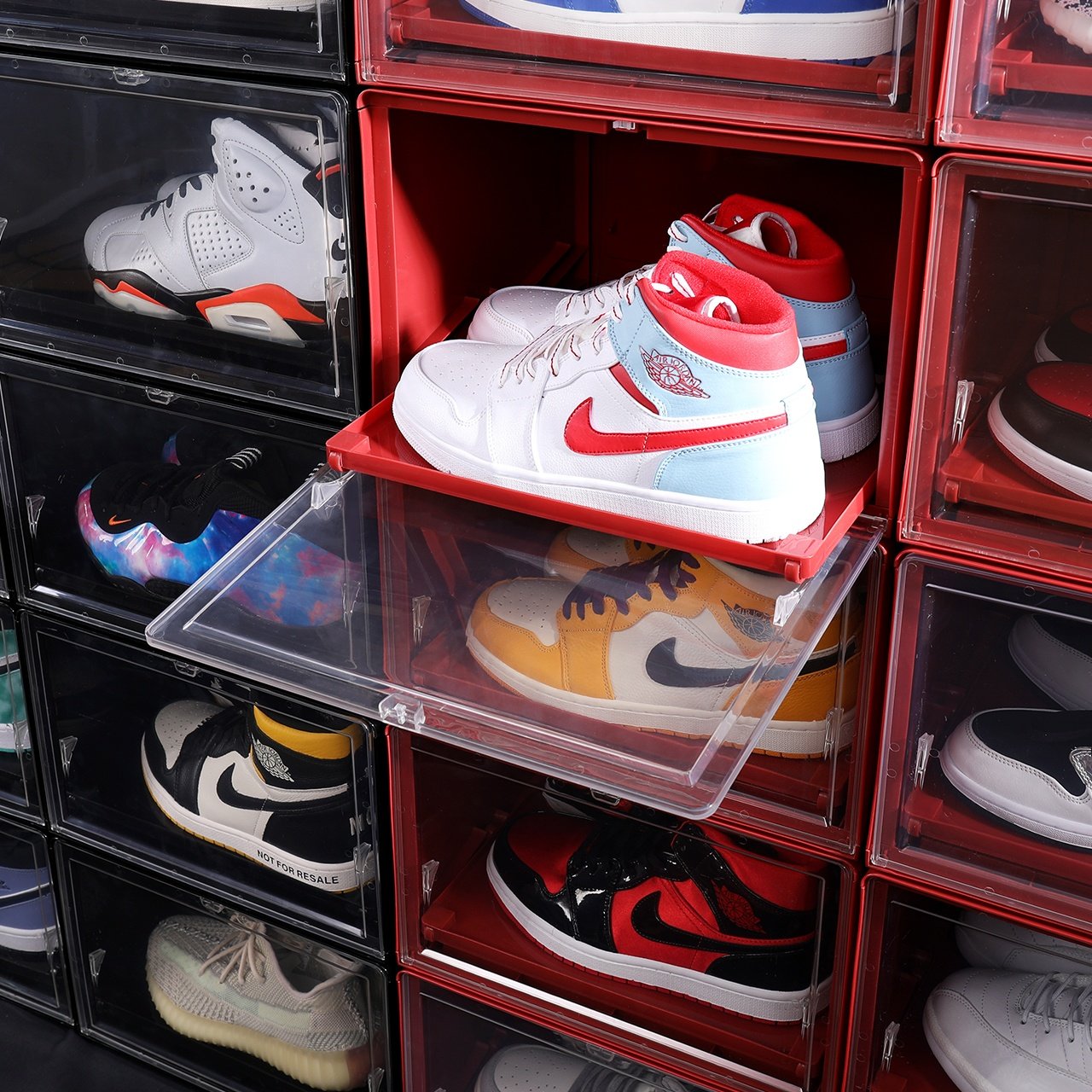 Haixin Shoes Sneaker Storage Box Plastic Foldable Shoe Box Clear Storage Shoe Container