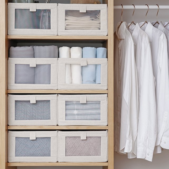 SHIMOYAMA Pants Storage Organizer For Closet Foldable Non Woven Storage Box Fabric Jean Clothing Storage Organizers