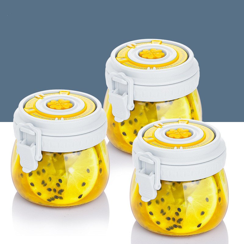 500ml Airtight Glass Storage Jar with Exhaust Timing Cover PC Material Home Kitchen Spice Coffee Food Storage Hotels Restaurants