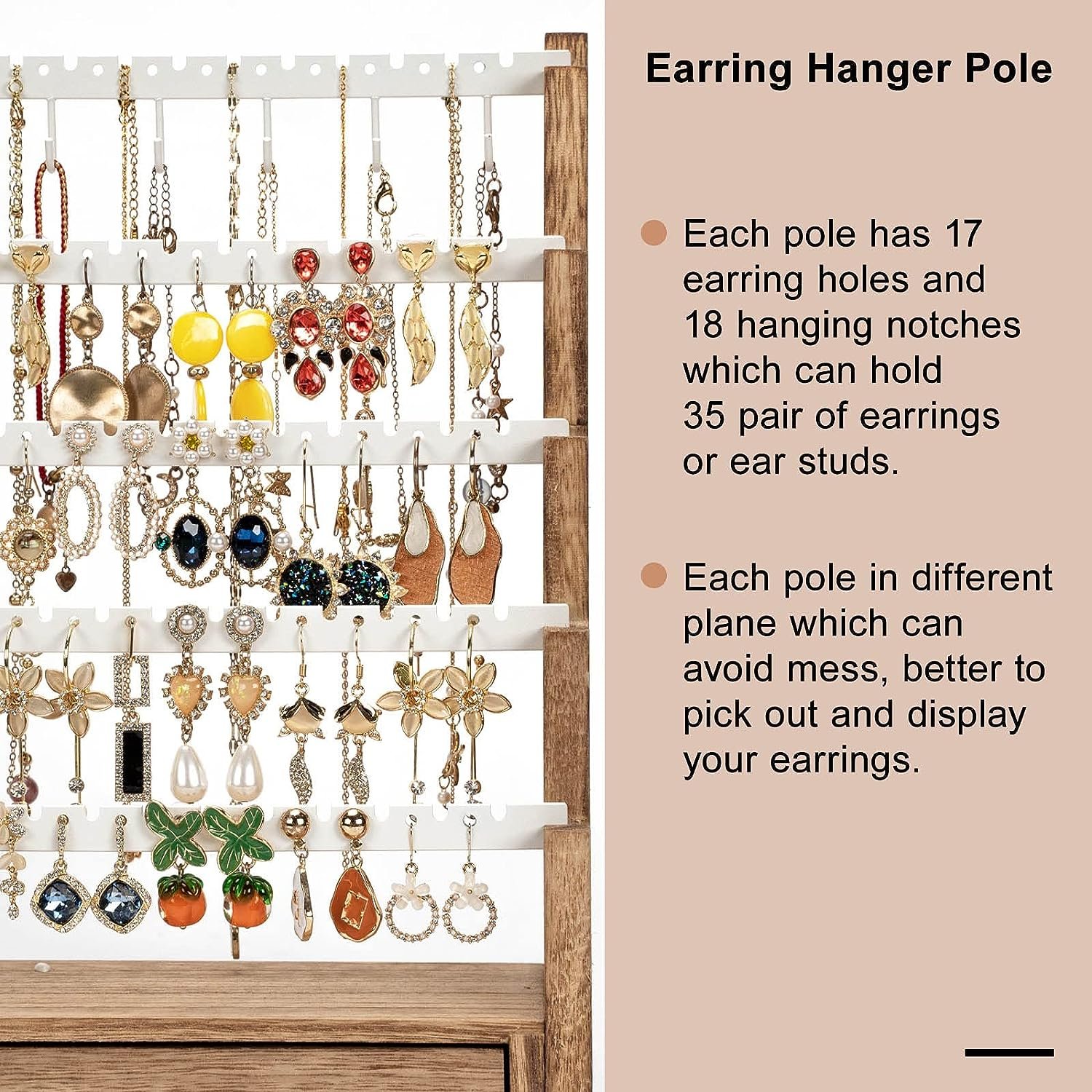 Wooden Jewelry Storage Box Multi-layer Jewelry Case Organizer for Bracelet Earring Necklace