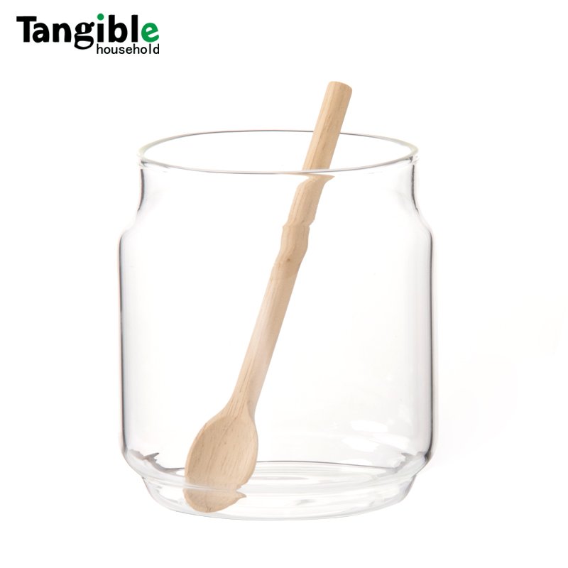 220g high quality customized glass storage jar spicy can hemp jar with bamboo and wood lid