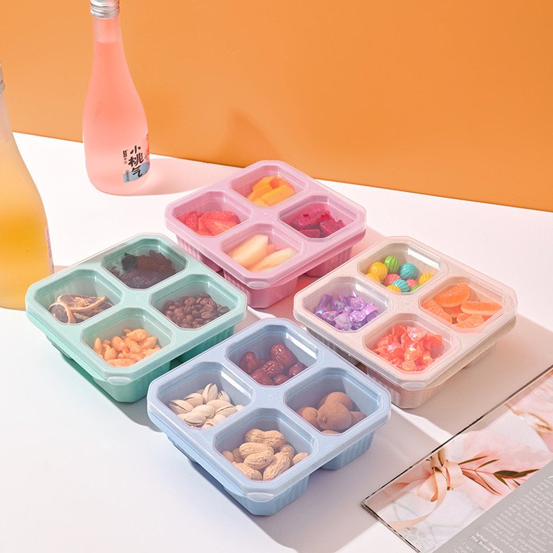 4-in-1 High Borosil Food Storage Containers Modern Transparent Lids Thermal Snack Box Meal Prep Party Customizable 3L Capacity