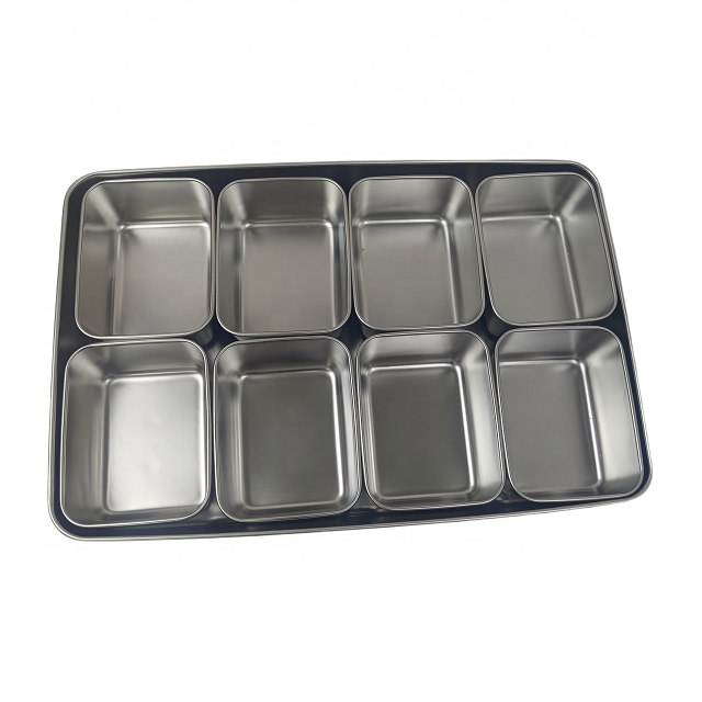 Kitchen Storage 8 Compartment Stainless steel food storage box Seasoning box suitable with lid