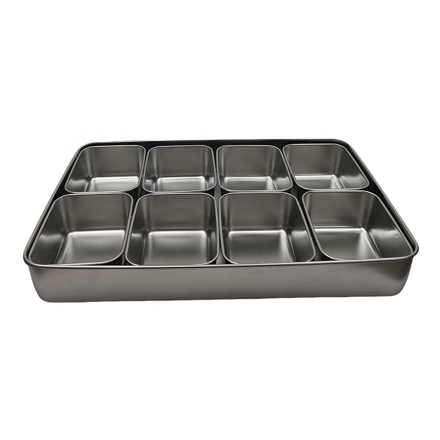 Kitchen Storage 8 Compartment Stainless steel food storage box Seasoning box suitable with lid
